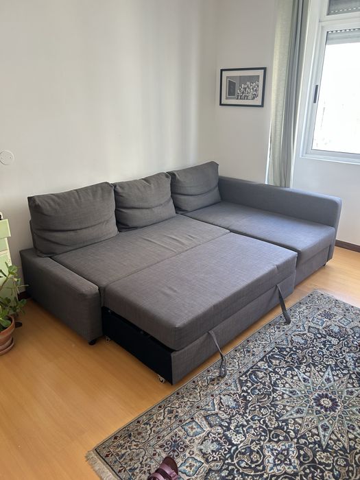 Sofá-cama de canto c/ arrumação