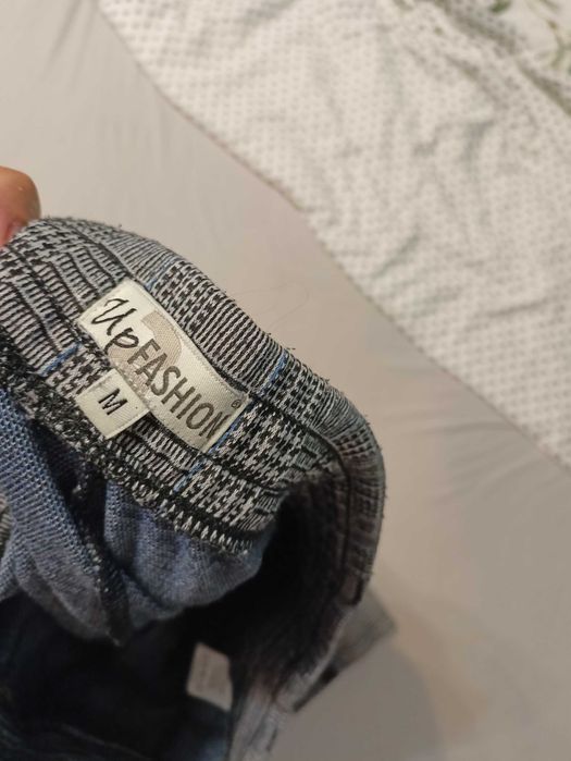 spodnie elastyczne na gumce chino chinosy krata 38 M wiosna