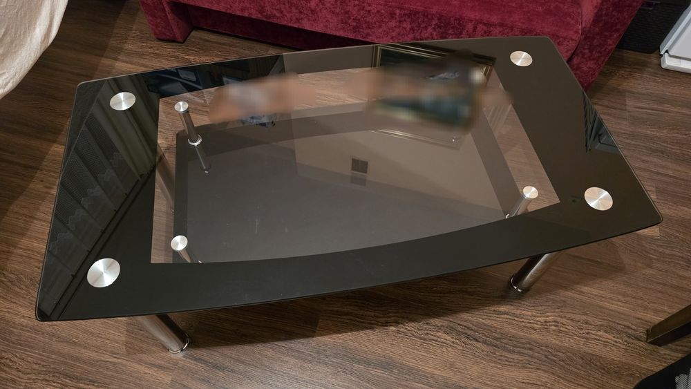 Stolik kawowy szklany z półką