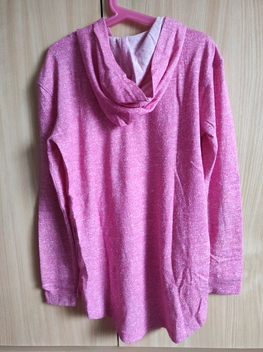 Y.F.K 146 bluza cienka różowa sweter kaptur cekiny