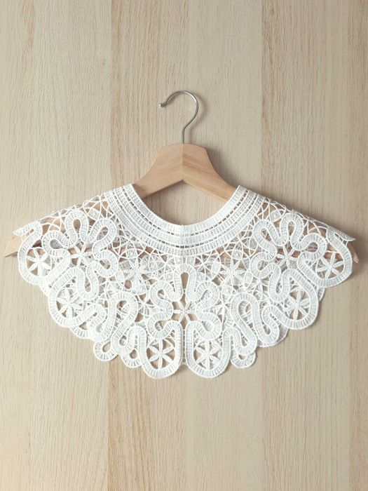 Biały Haftowany Kołnierzyk Doczepiany Odczepiany Fałszywy Kołnierz