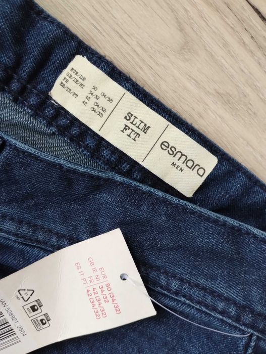 Męskie spodnie jeansy slim fit granatowe W34 L32