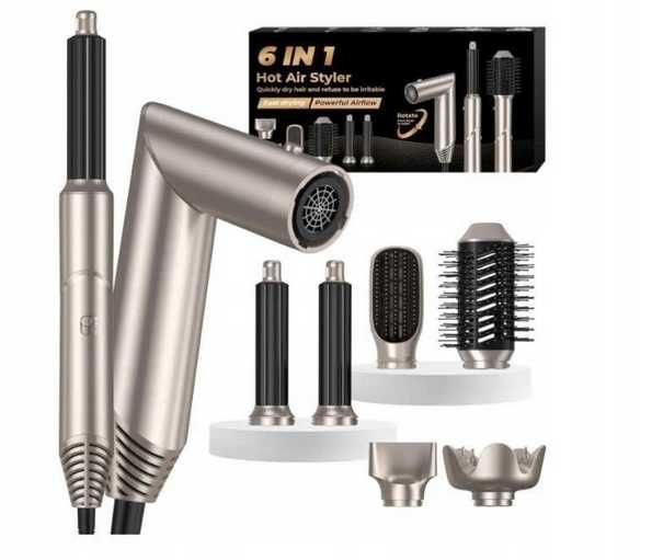 Zestaw do stylizacji włosów 6w1 HOT air styler mikołaj prezent czarny