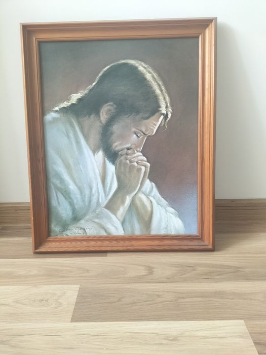 Obraz w drewnianej ramie.