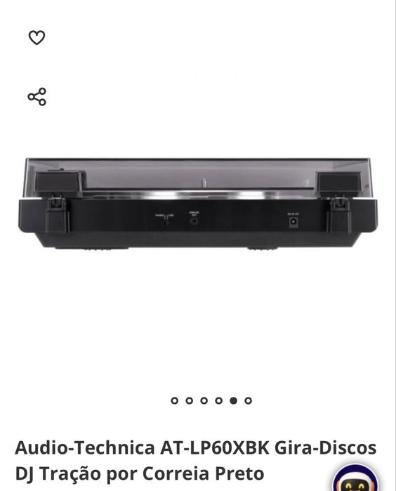 Audio-Technica AT-LP60XBK Gira-Discos DJ Tração por Correia Preto