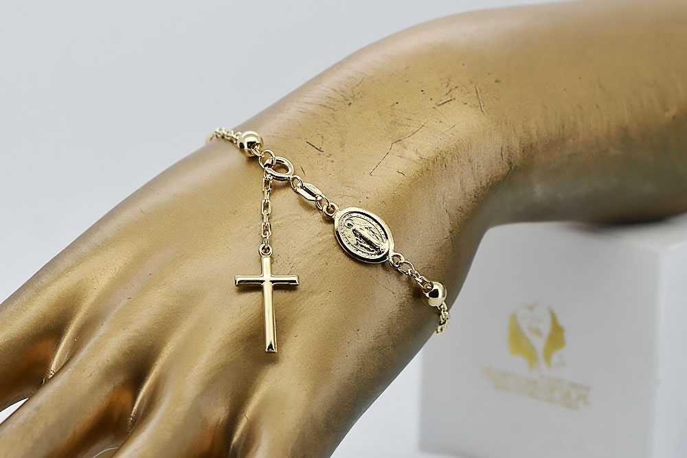 Złota bransoletka różaniec "Dolce Gab" 14k 585 diamentowana rbc003