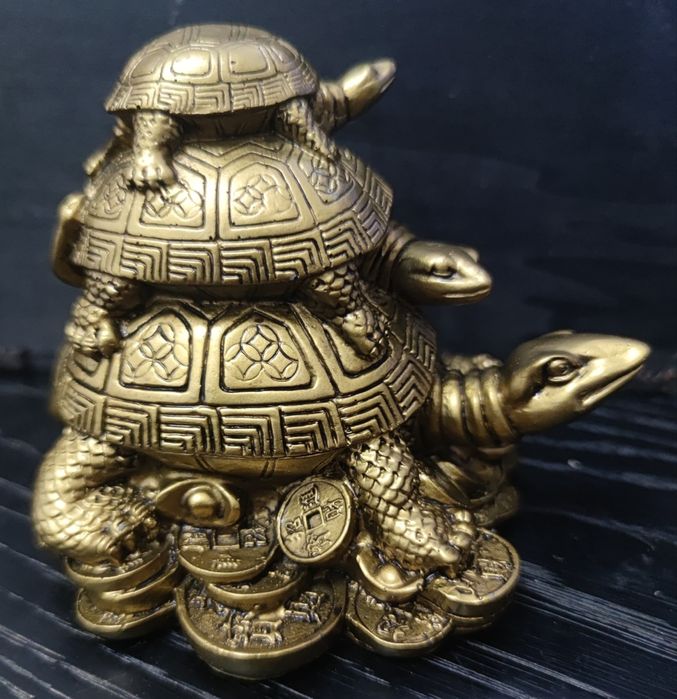 Escultura Feng Shui – 3 Tartarugas da Prosperidade | Excelente estado