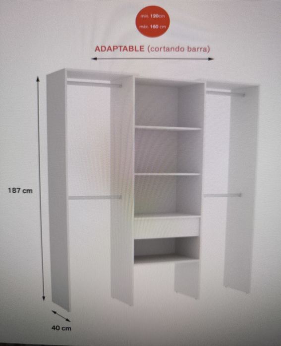 Armário de 1 coluna com barras laterais64285641404929121
