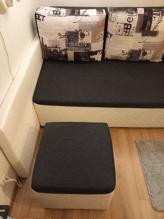 Łóżko rozkładane narożne biało czarne