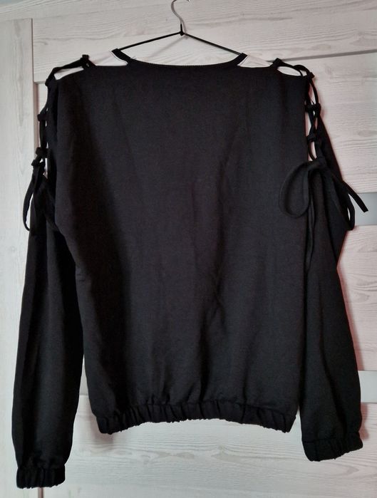 Bluza damska wiązane rękawy czarna Nowa Uni