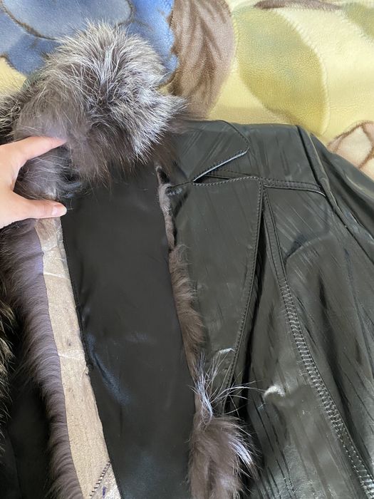 Куртка кожаная чернобурка зима осень