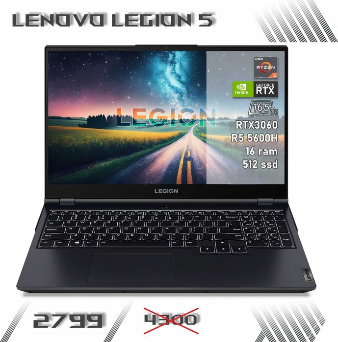 LAPTOP GAMINGOWY Lenovo Legion RTX 3060 Ryzen 5 5600H 144 hz