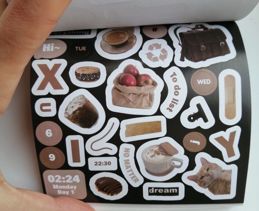 Стікербук набір наліпок стильні стікери скрапбукінг наклейки коти