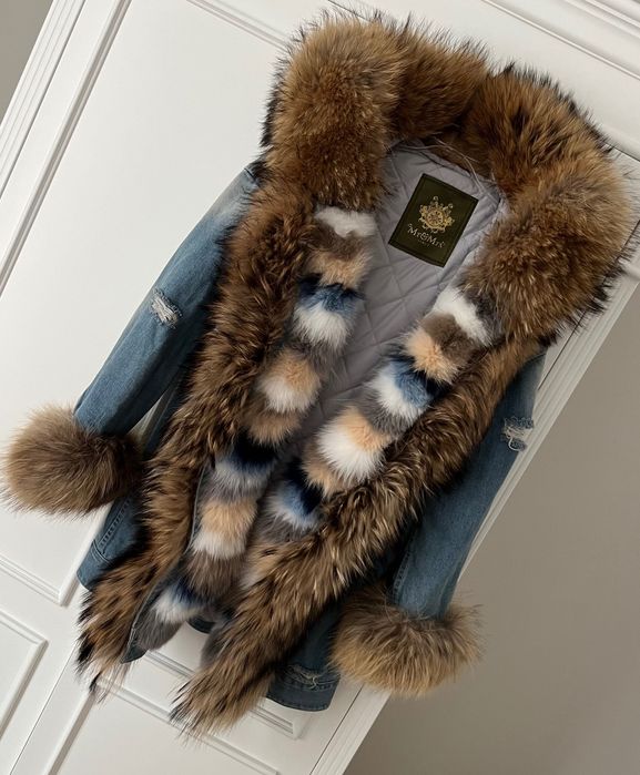 Parka jeansowa futro Lis ogromne roz m nowa