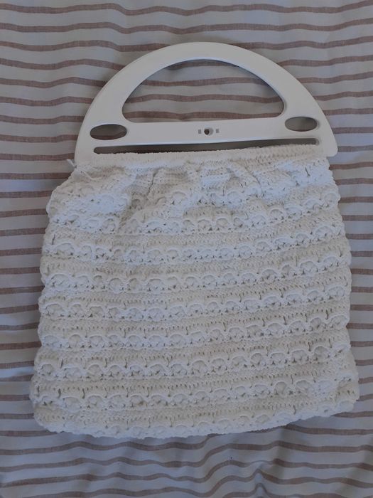 Materiałowa Biała niewielka siatka zakupowa na zakupy