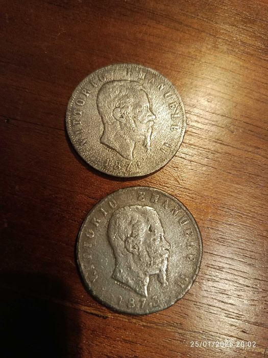 Moedas Antigas 5 Liras Itália séc XIX 1973/4