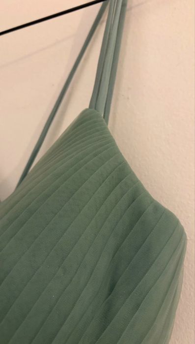 Vestido de Cerimónia Verde-Azulado com brilho