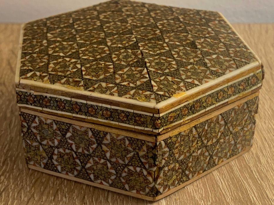 ozdobne drewniane pudełko, intarsjowane, BOHO Vintage