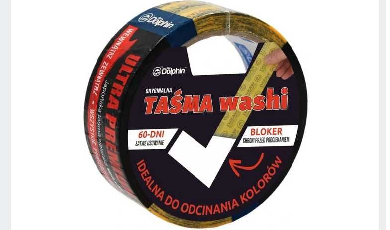 Taśma malarska Washi 47mm x 50 m Blue dolphin +GRATIS