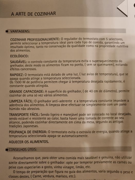 Grelhador multifunções com termostato
Potência 1500W