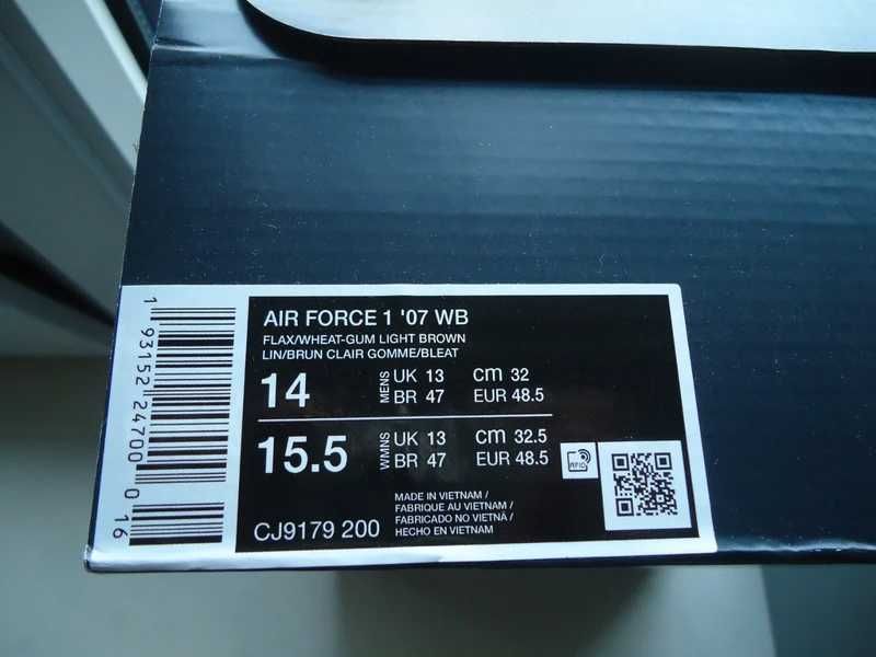 Nike Air Force 1 AF1 Wheat WB us14 nowe