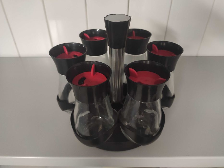 Suporte de especiarias giratório com 6 frascos