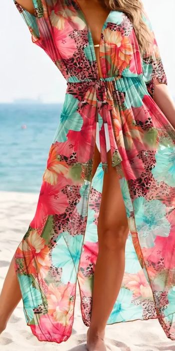Kimono pareo plażowe maxi nowe
