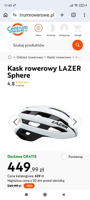Kask rowerowy Lazer Sphere w rozm. L