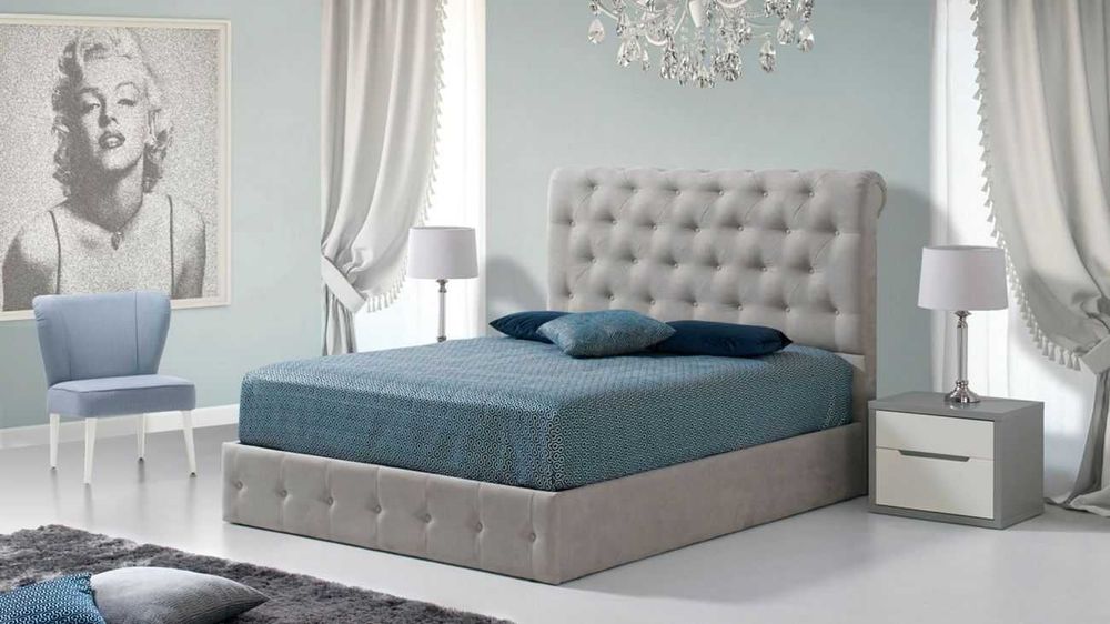 Cama Estofada Cherry 160x200 (baú elevat) + colchão Lusocolchão OFERTA