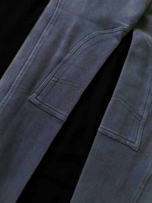 Materiałowe bryczesy L 40 z lejem damskie do jazdy konnej granatowe