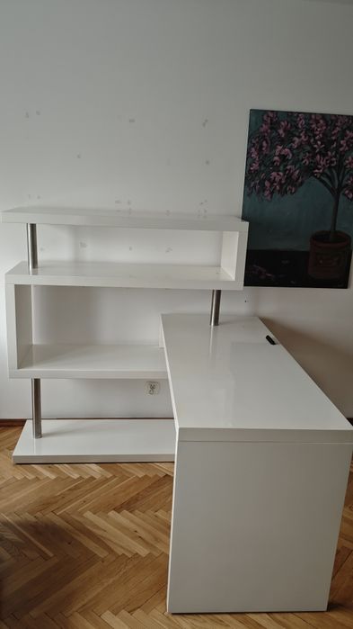 Regał/ biurko biały połysk