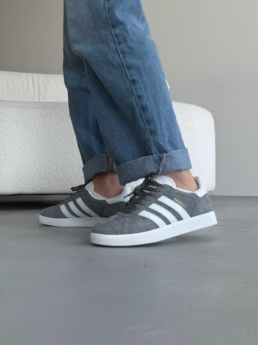 Кросівки Adidas Gazelle Grey/White Lines premium