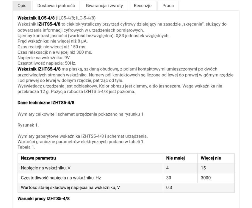 Wyświetlacz IZC 5-4/8 do  dozimetru  Pripiec Polaron Bella Sosna  RKSB