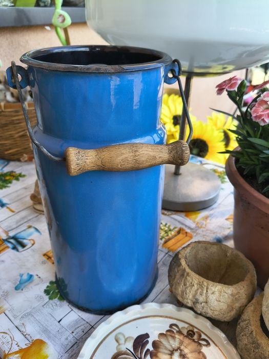 Kanka metalowa na mleko wintage PRL