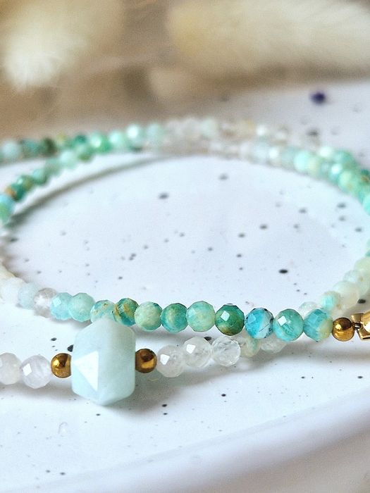 Naszyjnik amazonit z kamieni naturalnych handmade prezent