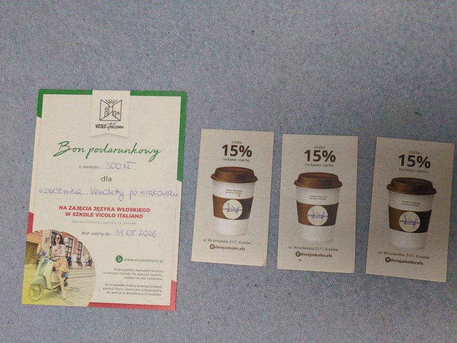 Bon podarunkowy wart 300 zł na zajęcia języka włoskiego