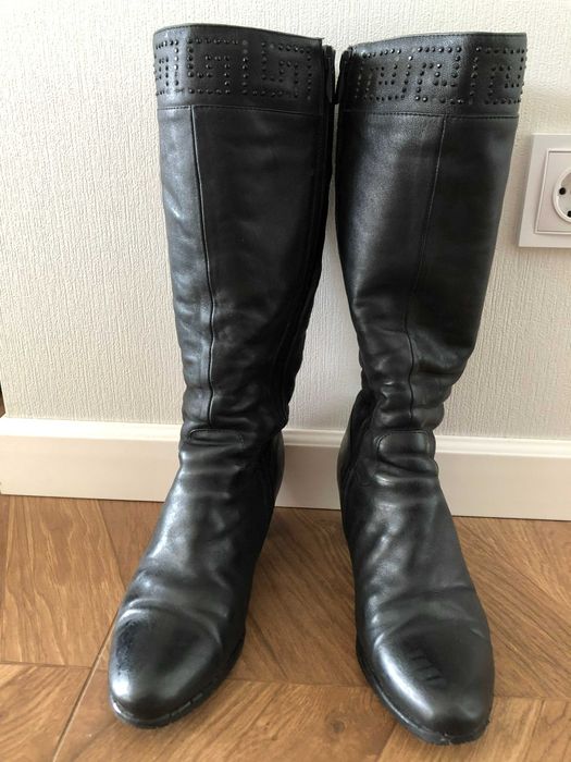 Жіночі зимові кожані сапожки чоботи 40 роз. натуральне хутро