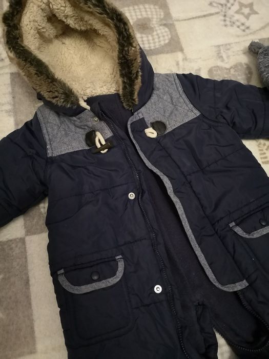 Smyk, jak nowy Komplet zimowy, kombinezon, czapka, komin, 74-80