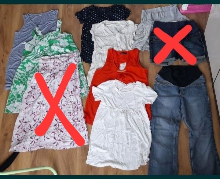 Zestaw letnich ubrań ciążowych r.S 9 szt.