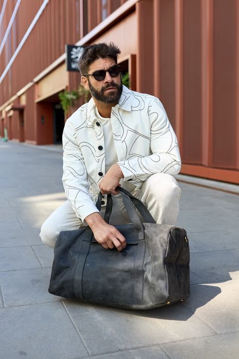 Torba podróżna skórzana weekendowa ekskluzywna skóra nubuk Beltimore