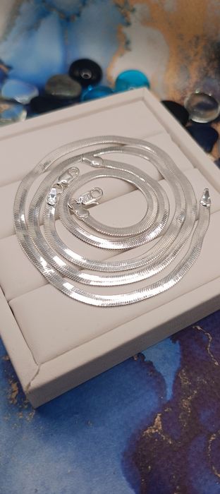 Zestaw Biżuterii Łańcuszek i Bransoletka Żmijka  Platerowane 925