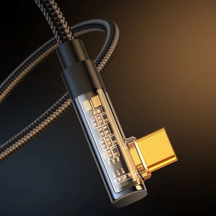 Joyroom kabel USB C kątowy - USB 3A 1,2m czarny