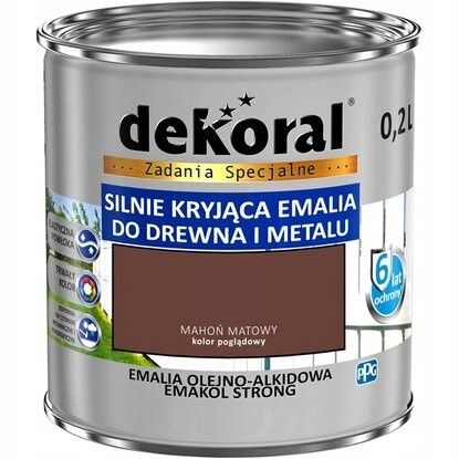 Dekoral Emakol Strong Mahoń Mat 0,2l Farba Drewno
