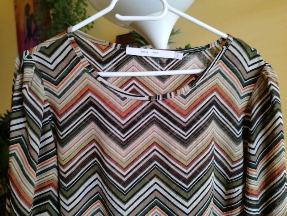 bluzka beż brąz zielona ruda wzór *Costa&Mani* 42/44 XL/XXL