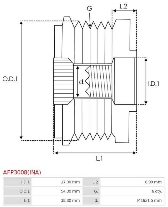 Шків генератора iнерцiйний AFP3008(INA)