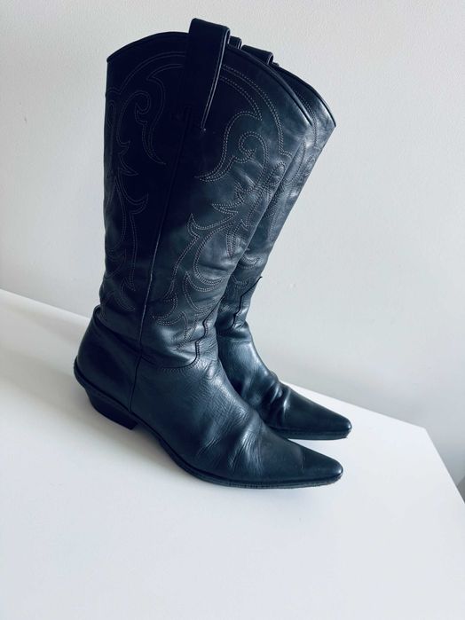 Włoskie kowbojki 38 – skóra naturalna – Made in Italy czarne