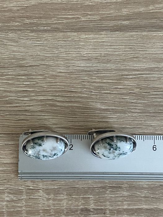 Серебряные серьги с агатом, натуральный камень .