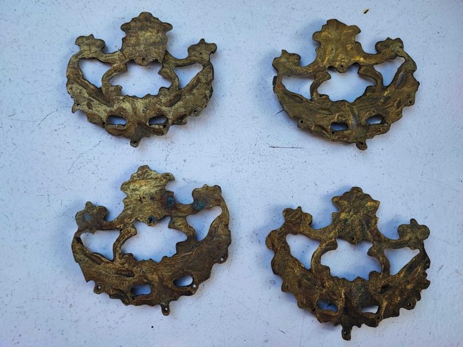 Secesyjna mosiężna aplikacja do mebel,komoda,zegar,jednakowe,cena za 1