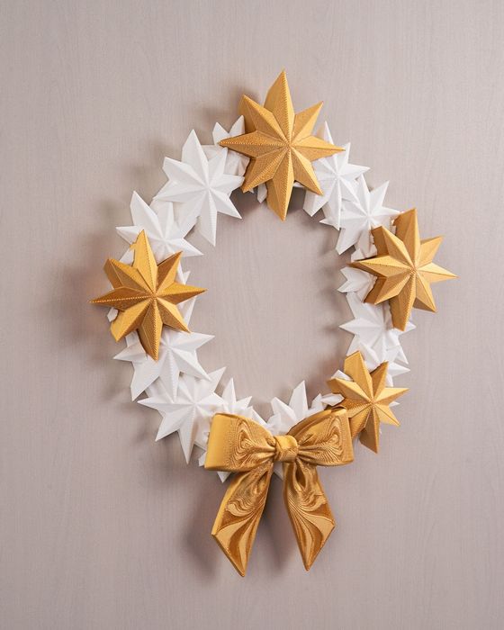 Grinalda/Coroa Estrelas Natal Branco e Dourado