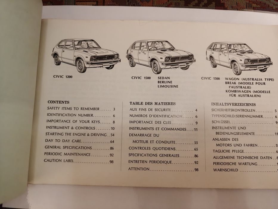 Manual Instruções Honda Civic 1200_1500